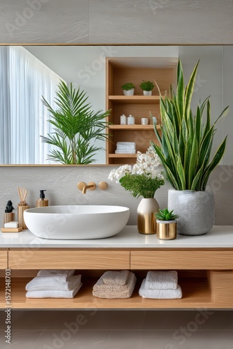 Modern bathroom with plants