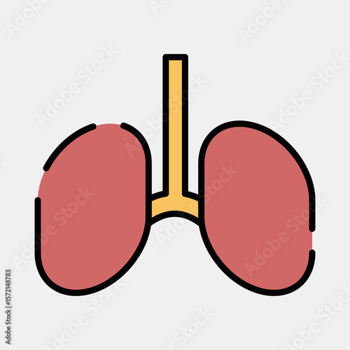 Icon lungs. Medical elements. Icon in filled line style.