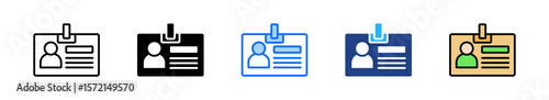Id Card Icon Set Multiple Style Collection