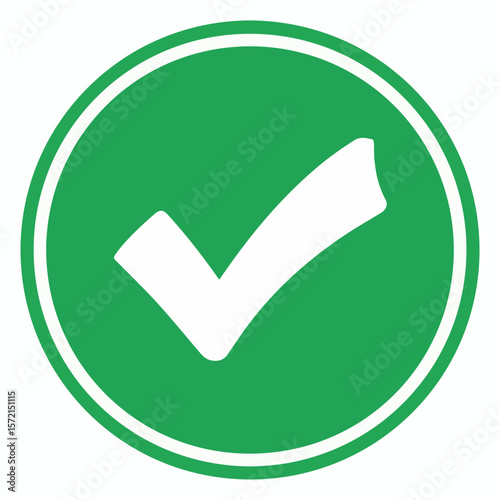 Green check mark vector icon symbol for approval success and correct choice validation graphic design 