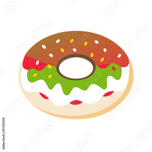 Donut with colorful sprinkles, a sweet treat for bakery shops, dessert menus, food blogs, and social media posts. Delicious indulgence.