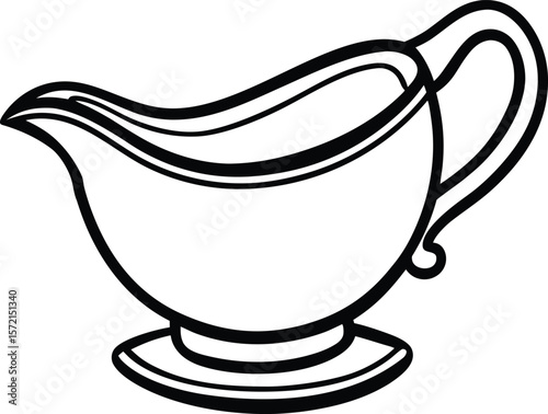Elegant gravy boat line art vector illustration