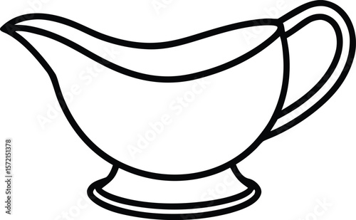 Elegant gravy boat line art vector illustration