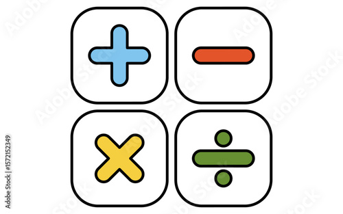 Simple line drawing icon of arithmetic quadratic operations