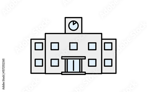 Simple line drawing icon of school building icon