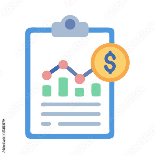 Financial report showing monetary growth and dollar currency icon