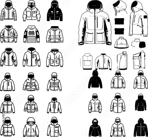snow jacket icons, winter jacket, snow sports jacket, ski jacket, insulated jacket, waterproof snow jacket, winter outerwear, cold weather jacket, snow coat, snowboarding jacket, mounta