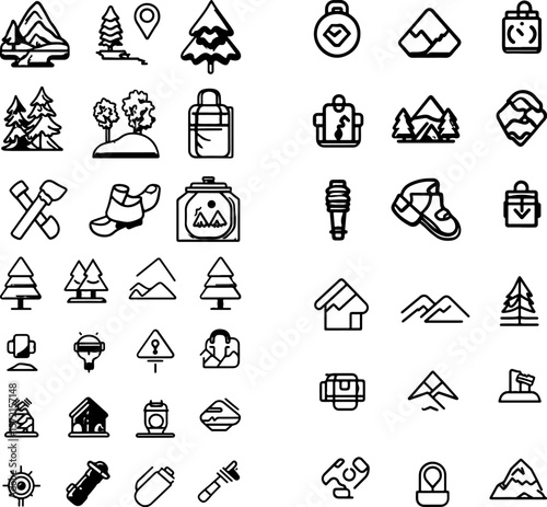 hiking trail icons, mountain trail, hiking path, nature trail, trekking trail, forest trail, scenic hiking trail, hiking route, wilderness trail, outdoor trail, trail markers, trail sig