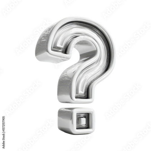 Glossy 3D Question Mark on Transparent Background for Creative Projects
