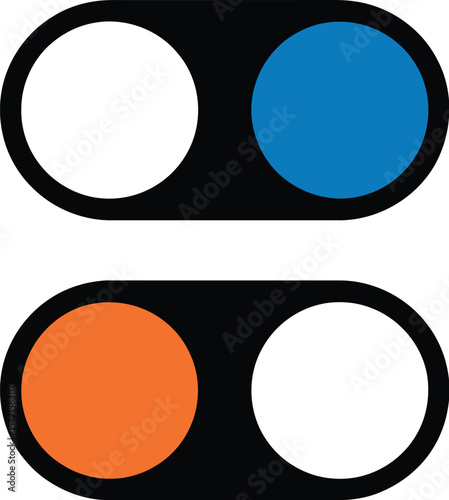 Toggle switch ui design elements on off button interface control vector graphic illustration symbol 