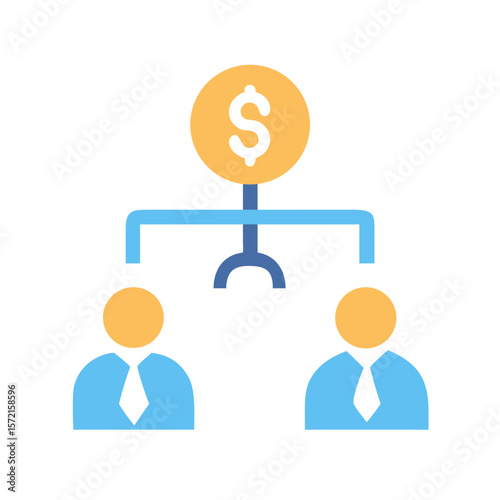 Business hierarchy concept icon with financial gain and distribution