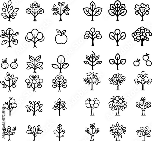 apple tree icons, apple tree symbol, apple tree branches, apple tree leaves, apple tree fruit, apple tree trunk, apple orchard, apple tree design, apple tree flowers, apple tree growth,