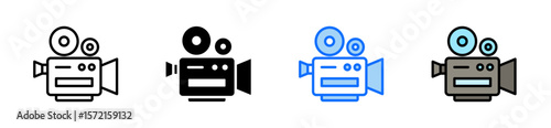 Video Camera Icon Set Multiple Style Collection