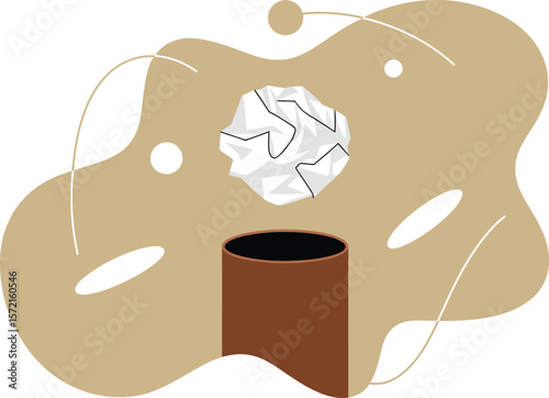Paper waste management recycle bin crumpled paper throwing trash can office garbage container disposal