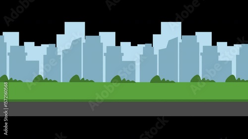 Sky building concept. Full length animation illustration. High quality 4k footage