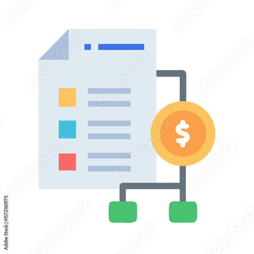 Financial report with connected income and expense chart