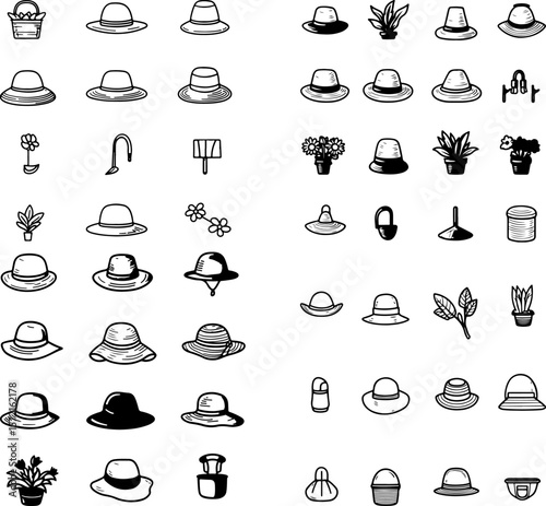 garden hat icons, gardening hat, sun hat, wide brim hat, straw garden hat, floppy hat, outdoor hat, UV protection hat, breathable garden hat, lightweight garden hat, stylish sun hat, pr