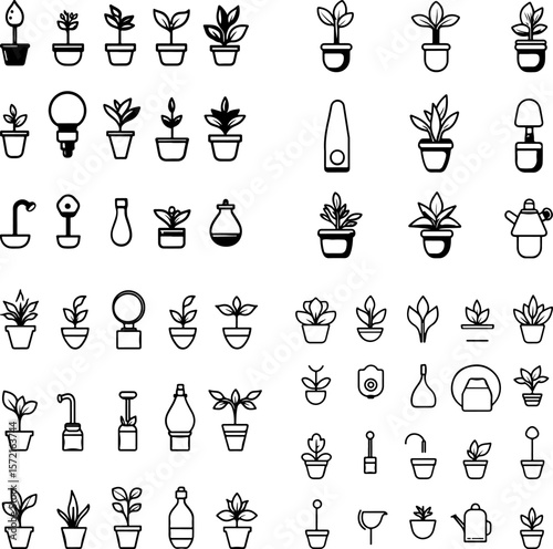 watering spike icons, plant watering spike, automatic watering spike, self-watering spike, irrigation spike, plant drip spike, terracotta watering spike, plastic watering spike, glass w