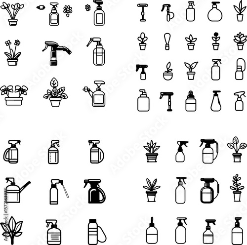 garden sprayer icons, pump sprayer, handheld sprayer, backpack sprayer, hose-end sprayer, pressure sprayer, water sprayer, pesticide sprayer, herbicide sprayer, insecticide sprayer, fer