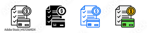 Credit Icon Set Multiple Style Collection