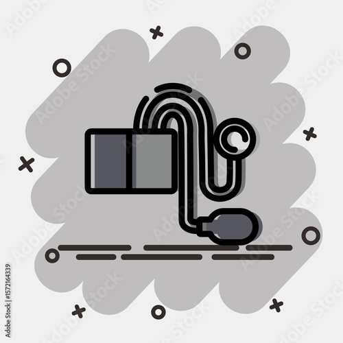 Icon tensimeter. Medical elements. Icon in comic style.