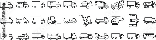 Transportation Vehicle Icons vector Set, pictograms of Car Bus Train Boat Airplane Bicycle Symbols