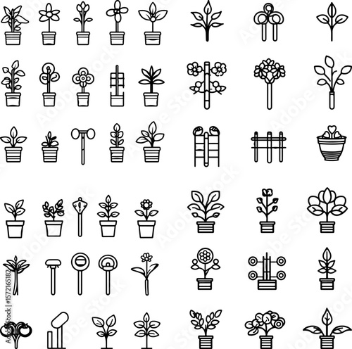 plant stakes icons, garden stakes, support stakes, plant support, garden support, plant holder, wooden stake, metal stake, plastic stake, bamboo stake, stake set, trellis support, vine