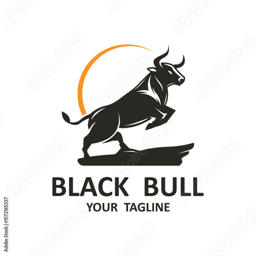 black bull logo vector design
