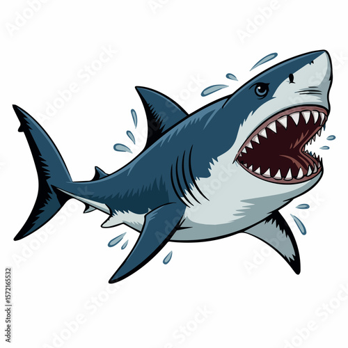 Shark illustration great white shark vector image ocean predator marine life aggressive shark drawing artwork 