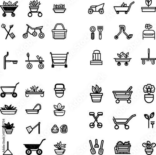 garden cart icons, utility cart, yard cart, gardening cart, rolling cart, garden trolley, wheelbarrow alternative, garden wagon, outdoor cart, plant transport cart, tool cart, garden ha