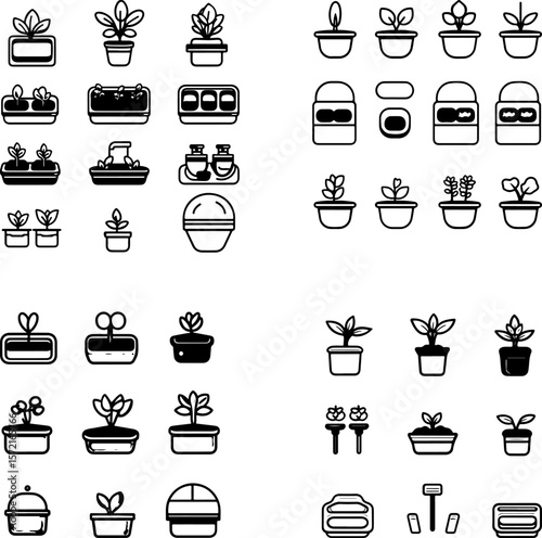 seed tray icons, seed starter tray, plant tray, germination tray, seedling tray, garden tray, nursery tray, propagation tray, plastic seed tray, biodegradable tray, tray cells, tray wit