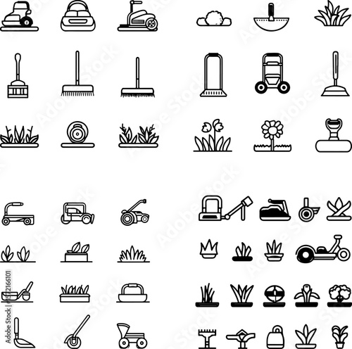 lawn edger icons, garden edger, grass edger, edging tool, landscape edger, manual edger, electric lawn edger, gas-powered edger, walk-behind edger, hand edger, rotary edger, blade edger