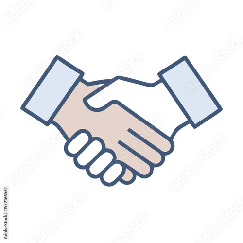 Diverse handshake graphic on White representing agreement and partnership