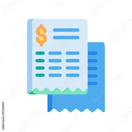 Stylized financial receipt illustration with dollar symbol graphic elements