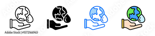 Water Resources Icon Set Multiple Style Collection