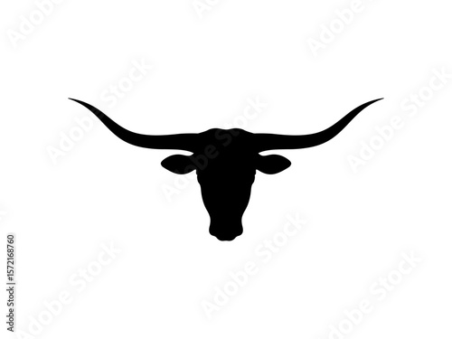 Longhorn bull head silhouette vector flat illustration design. 