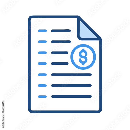 Financial document with dollar sign icon stock image