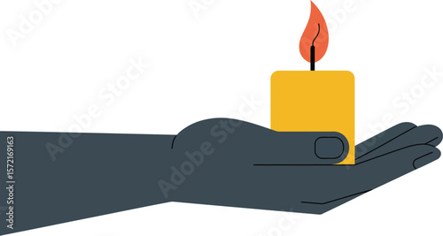 Candlelight vigil illustration hand holding candle flame light hope memorial remembrance symbol concept art
