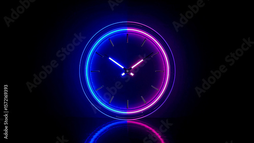 Neon clock radiating bold modern minimalism