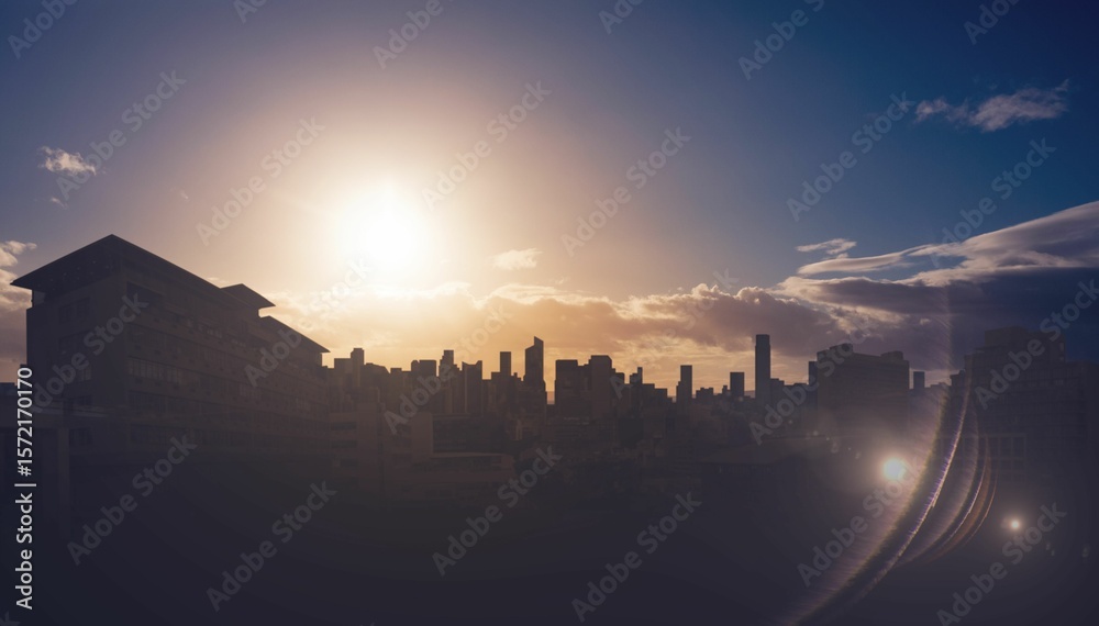 Obraz premium Picture of city by sunrise