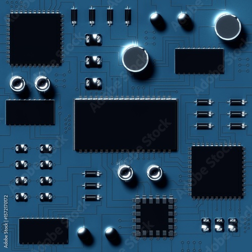 Close up of blue circuit board