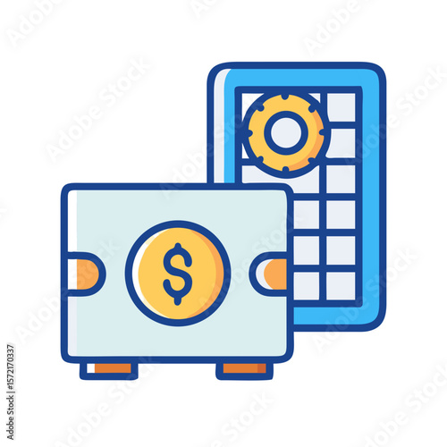 Illustration of safes showcasing financial security on White Background