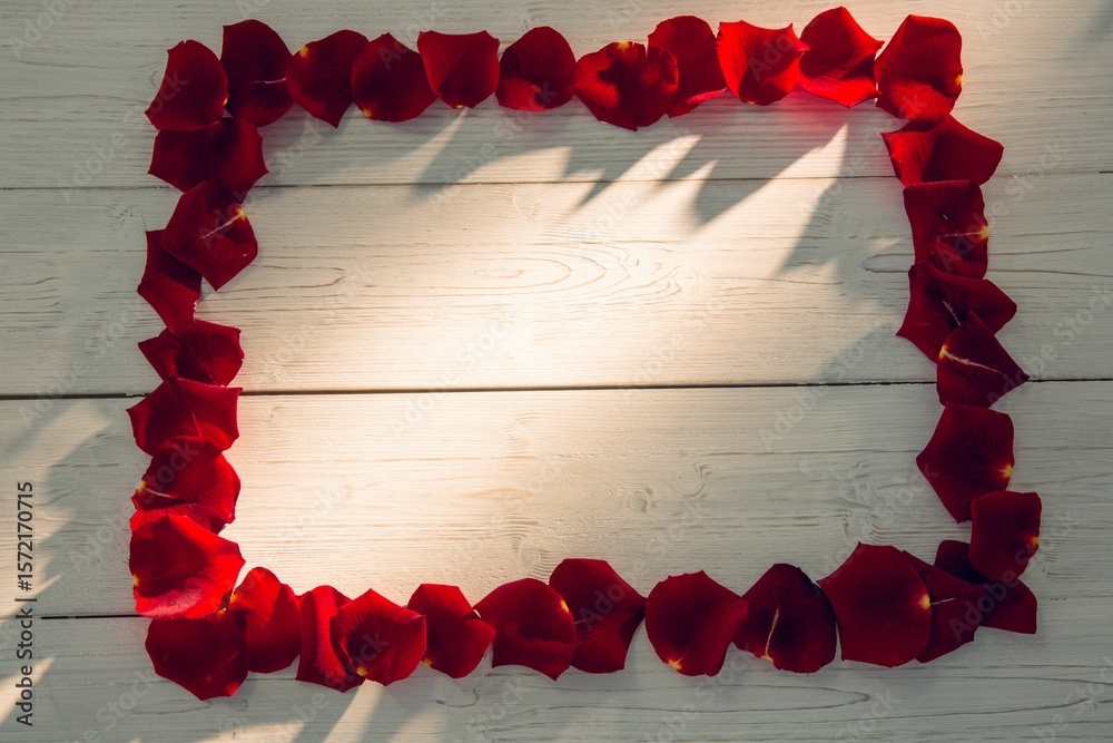 Fototapeta premium Frame of rose petals with copy space