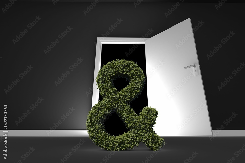 Fototapeta premium Ampersand of topiary against open door