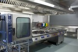 Stainless steel appliances in commercial kitchen