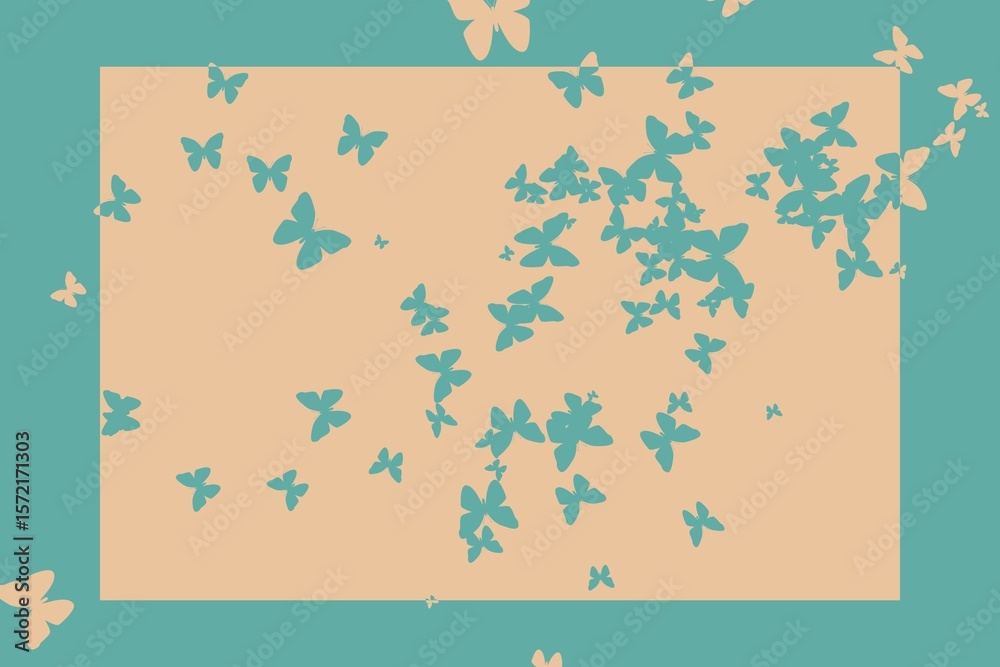 Fototapeta premium Stencil butterfly pattern design in beige and blue