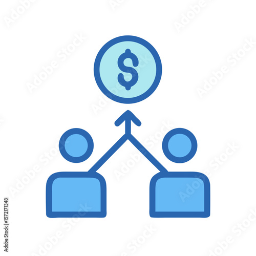 People contribute to money flow in flat icon design