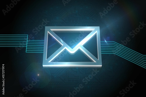 Glowing envelope on black background