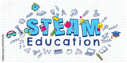 STEAM education logo and icon elements vector illustration