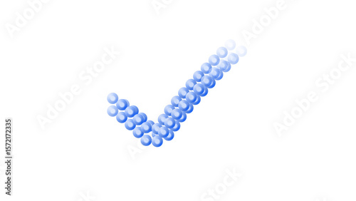 Checkmark of Approval: An artistic and modern representation of a checkmark, meticulously crafted from a series of spherical elements, signifying approval, validation, and agreement.